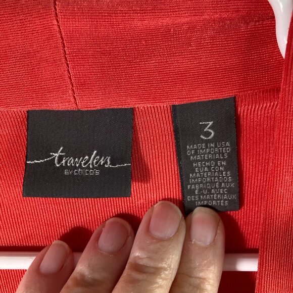 Womens Chicos Travelers Collection Open Cardigan Pleat Front Orange XL‎ - Picture 7 of 9